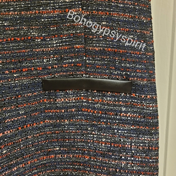 NWT $149 Faux Leather Trim Tweed Sheath Shift Dress - Picture 15 of 17